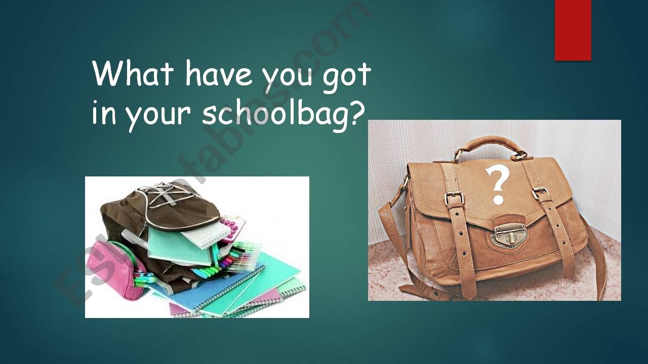 what have you got in your schoolbag? speaking activity