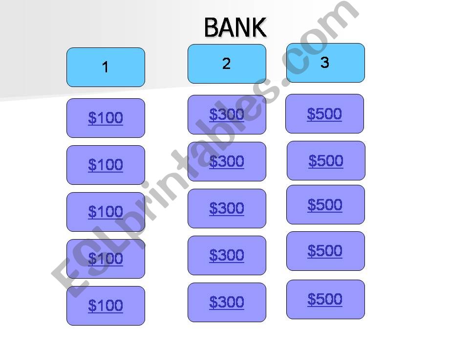BANK GAME QUANTIFIERS powerpoint