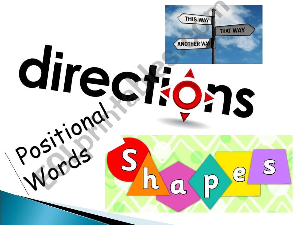 DIRECTIONS, PREPOSITIONS OF PLACE, SHAPES, SPATIAL RELATIONSHIPS - LESSON, REVIEW & EXERCISES