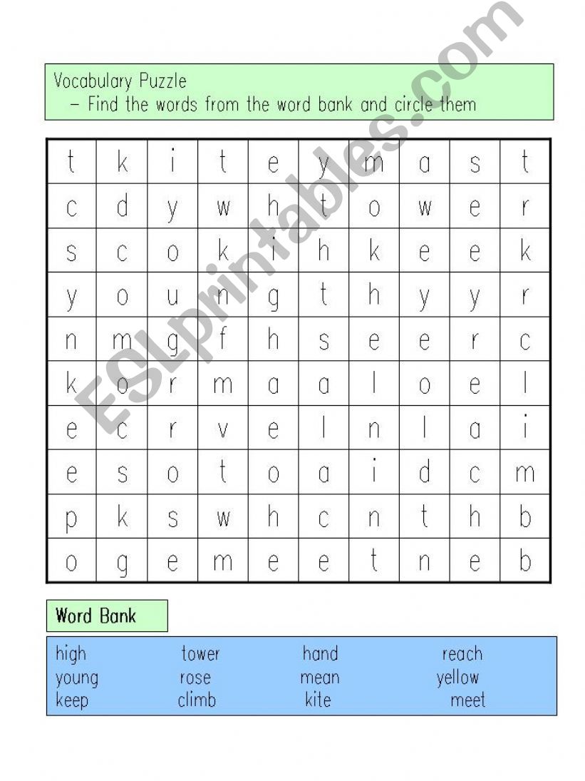 Vocabulary Puzzle powerpoint