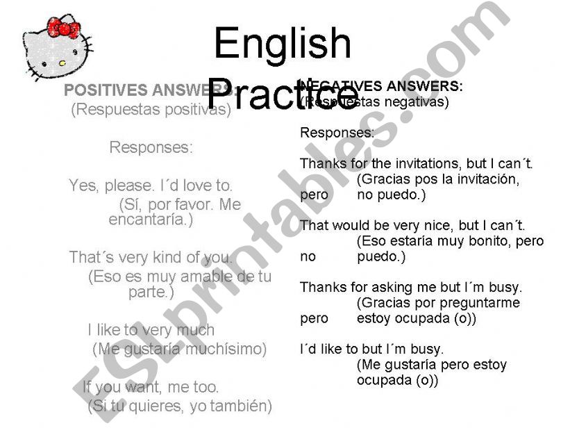 Positive and negative answers powerpoint