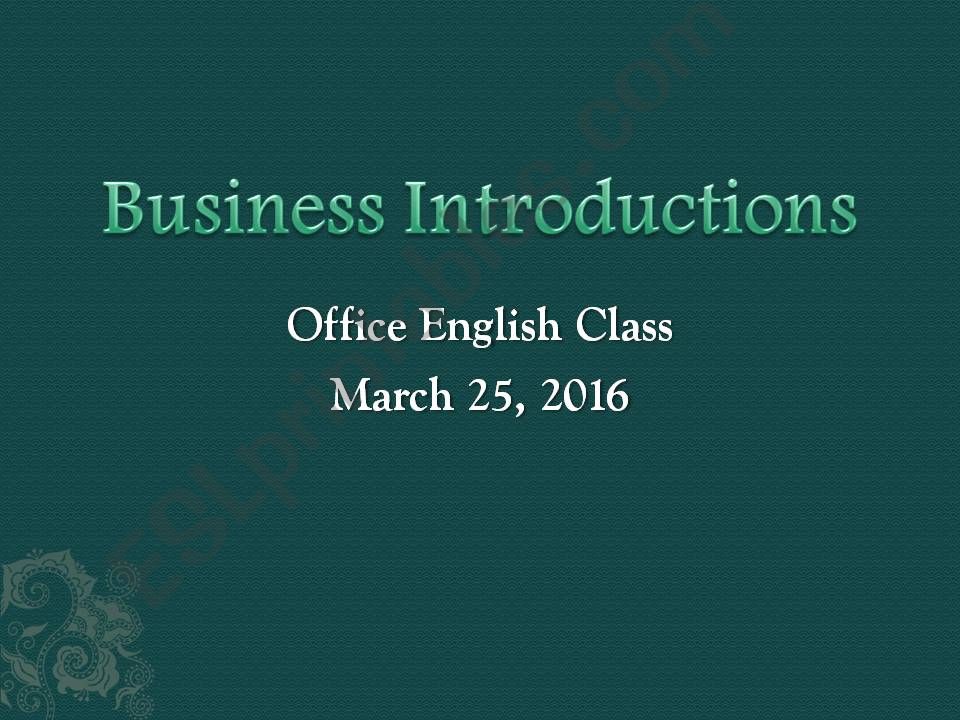 Business Introductions powerpoint
