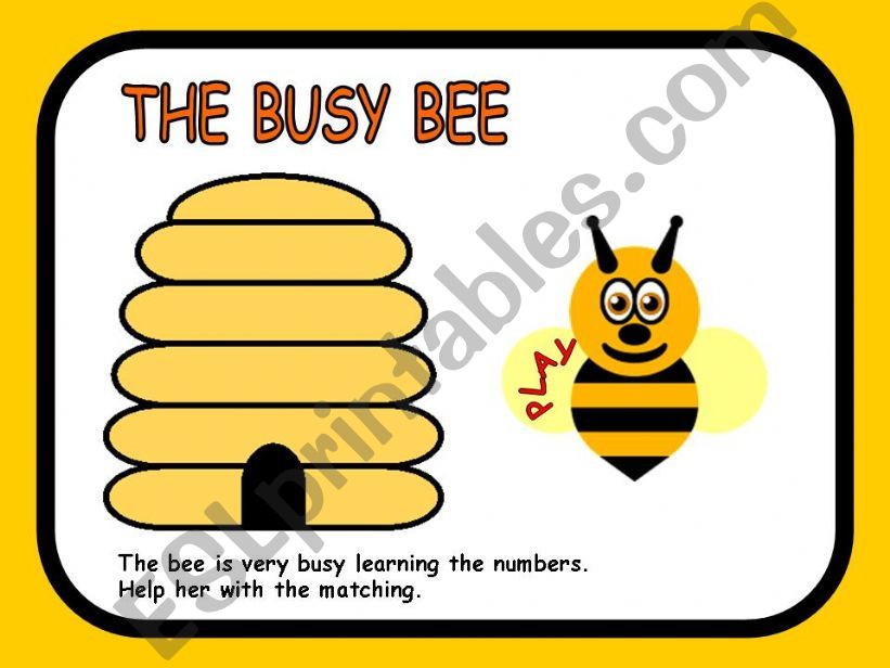 THE BUSY BEE - GAME ON CARDINAL NUMBERS