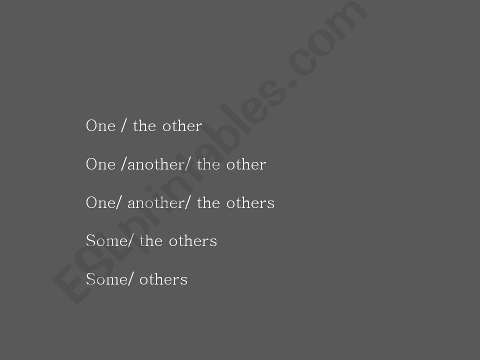 use of indefinite pronoun one/another/the other/the others/ others