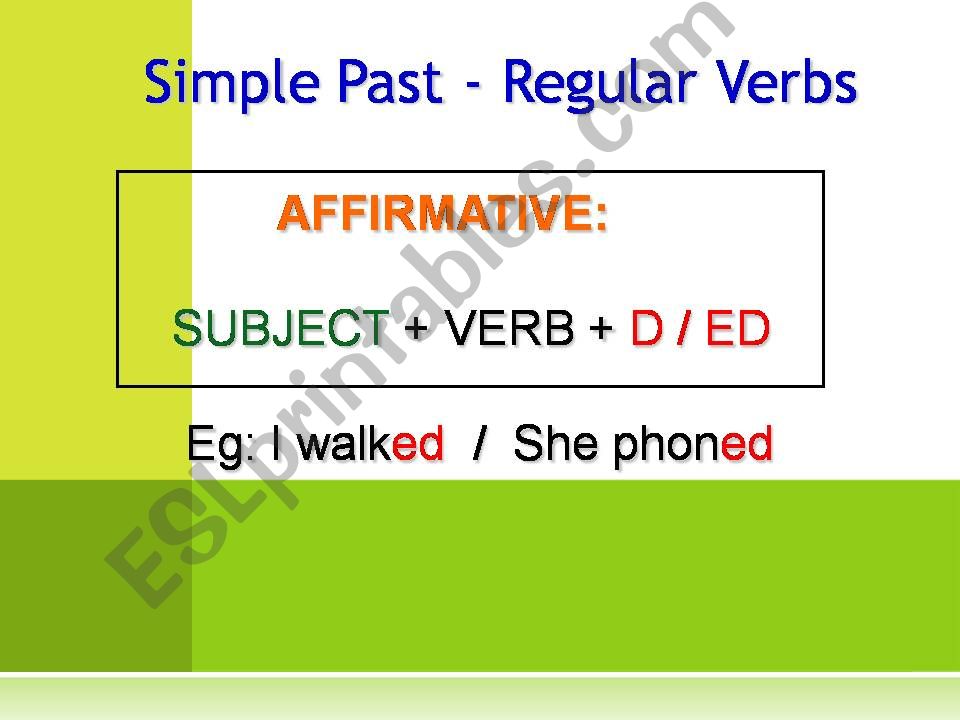 Simple Past Regular verbs powerpoint