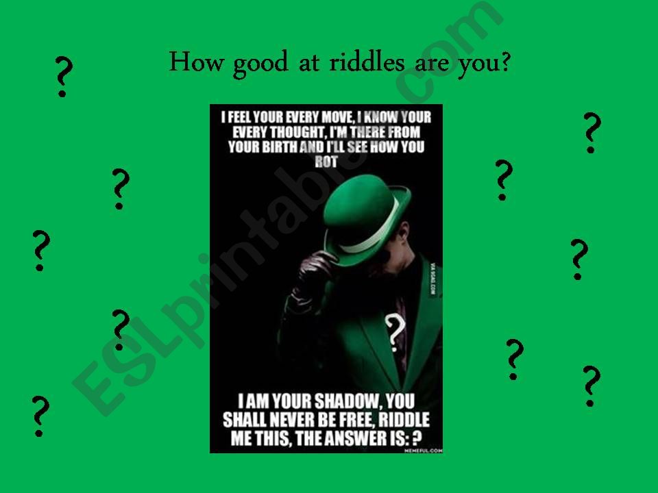Riddles - Warm up activity powerpoint