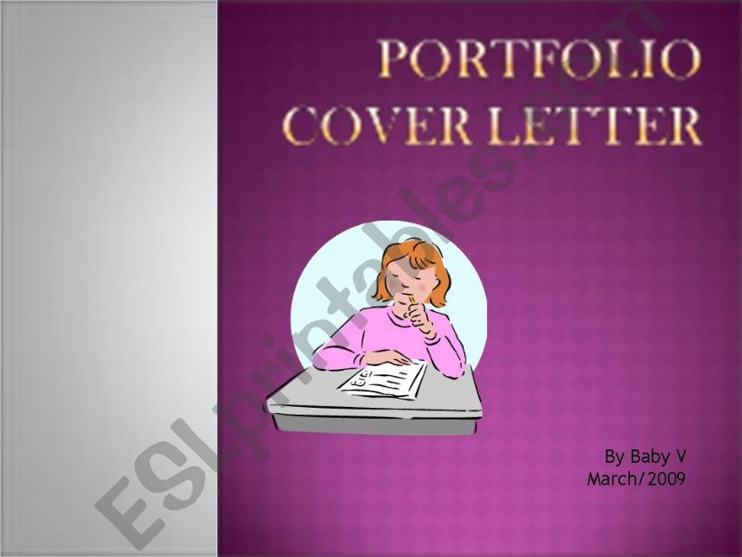 Portfolio Cover Letter- writing activity for Elementary Students