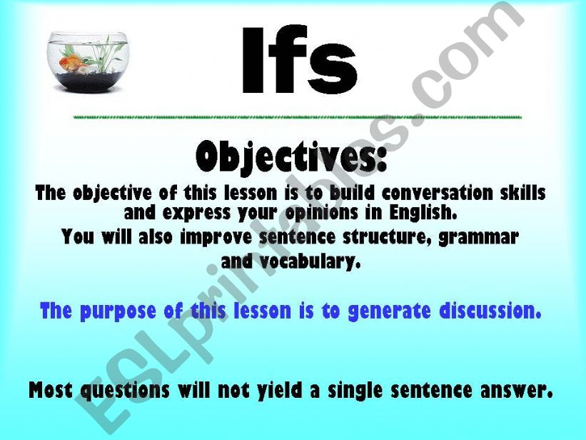 Conditionals. Ifs-lesson powerpoint