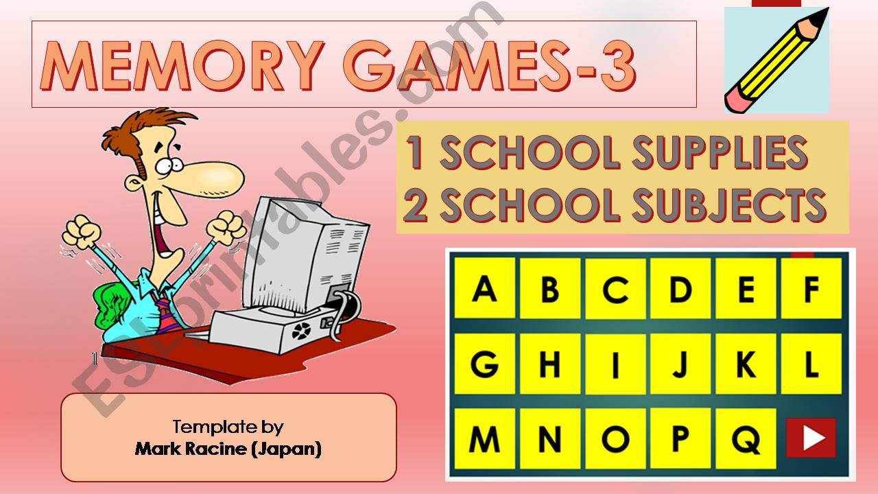 Memory(Matching) games SET3 - SCHOOL SUPPLIES, SCHOOL SUBJECTS