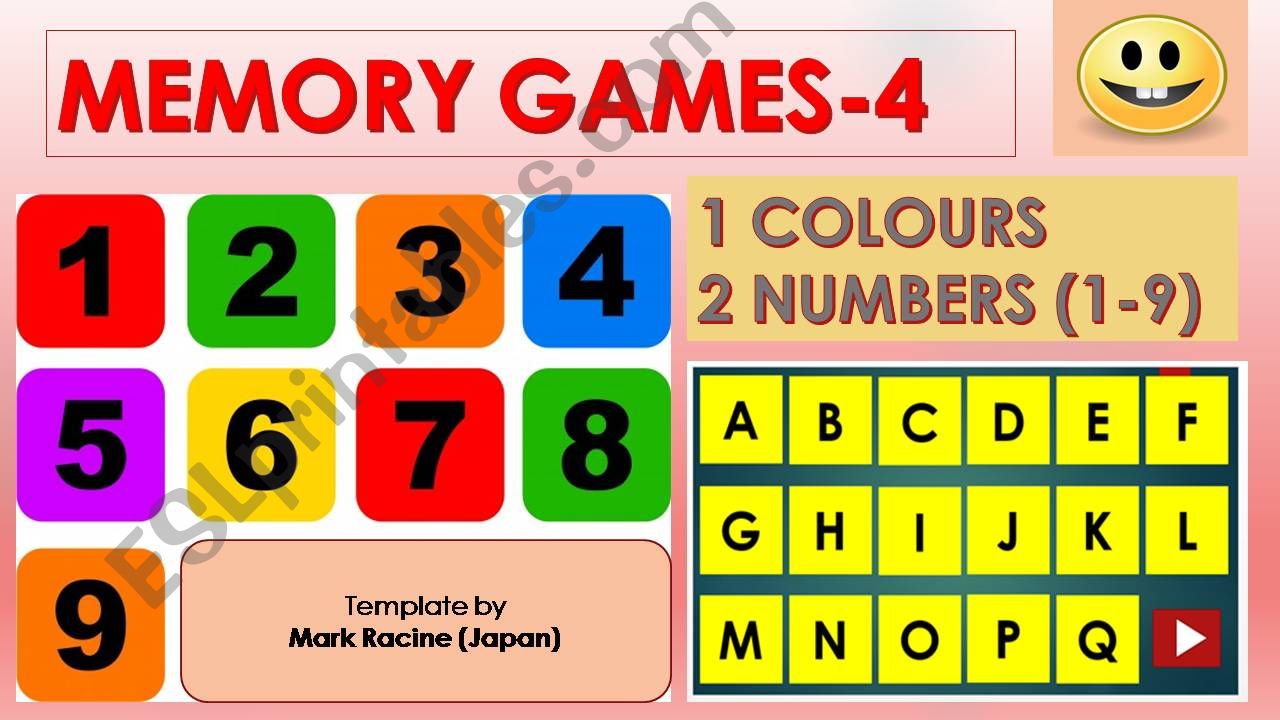 Memory(Matching) games SET4 - COLOURS, NUMBERS