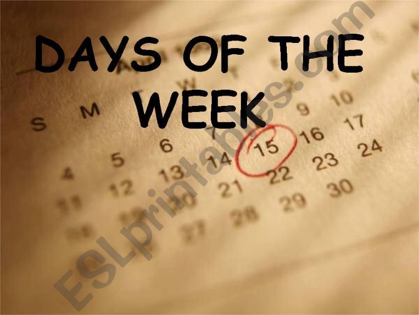 Days of the week powerpoint