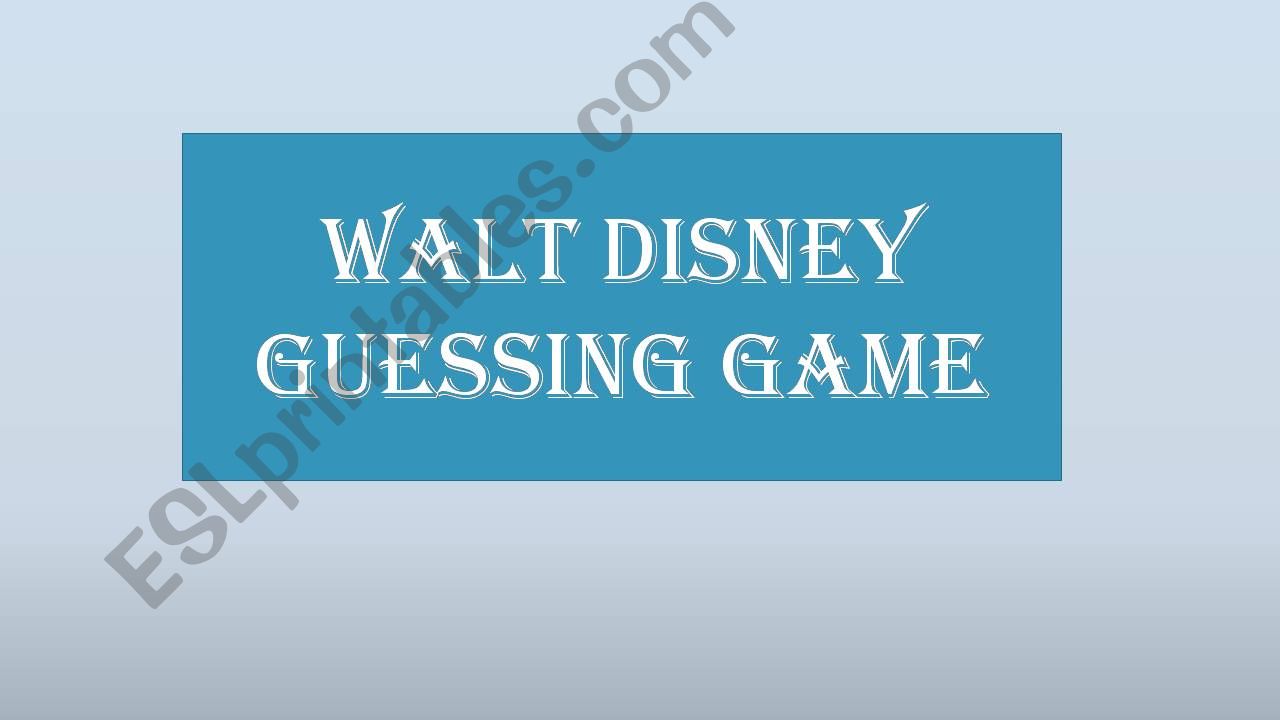 Walt Disney Guessing Game powerpoint