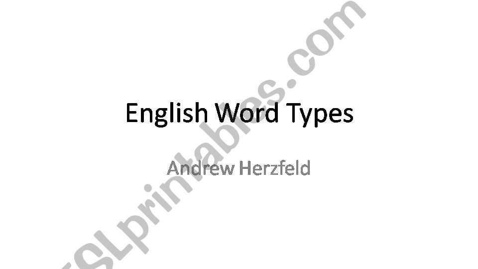English Word Types powerpoint