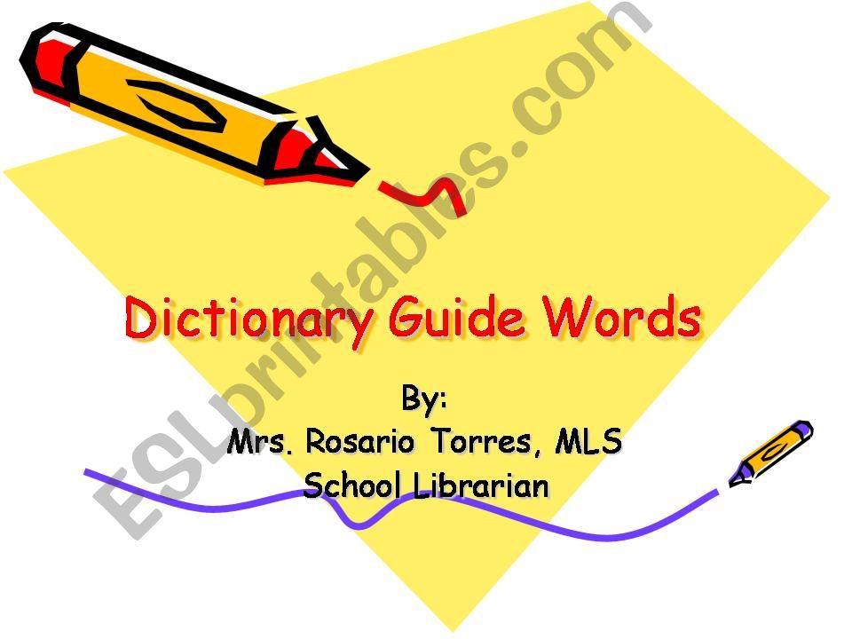 Dictionary Guide Words powerpoint