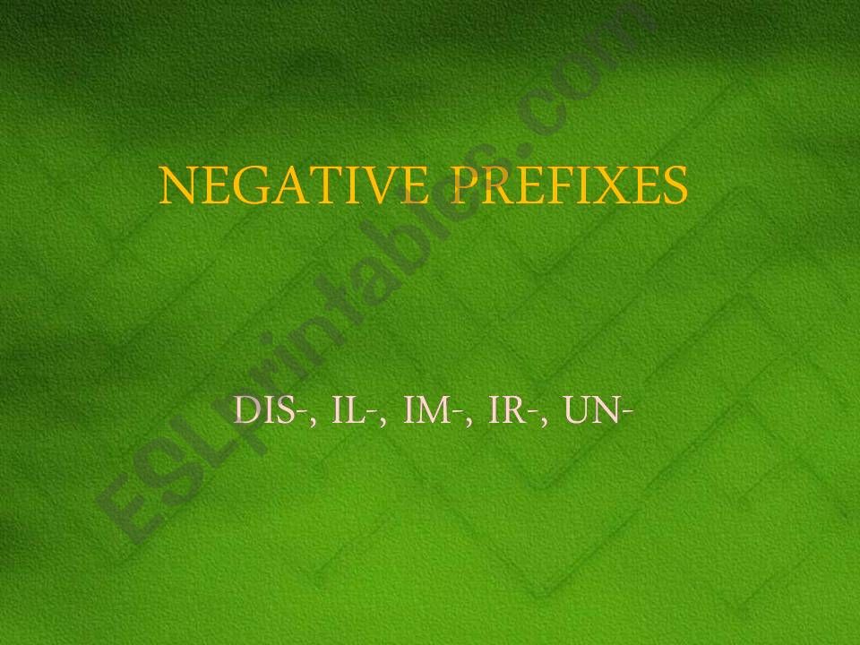 Negative Prefixes - A Revision