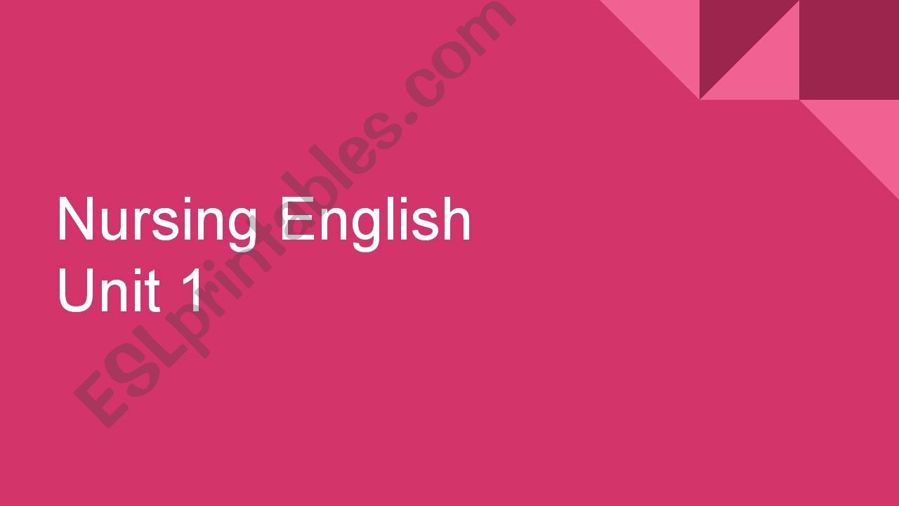 English for Nursing: Present simple and continuous review 
