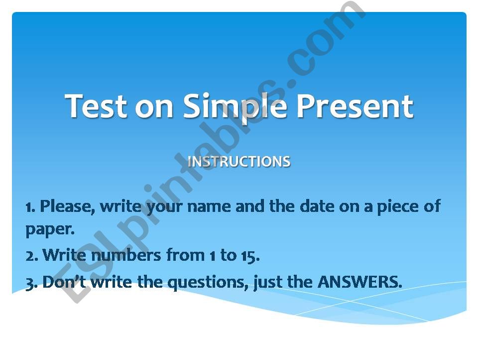 Present Simple Test powerpoint