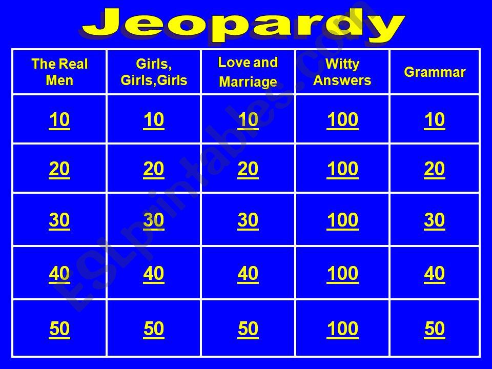 JEOPARDY (BATTLE OF THE SEXES) 
