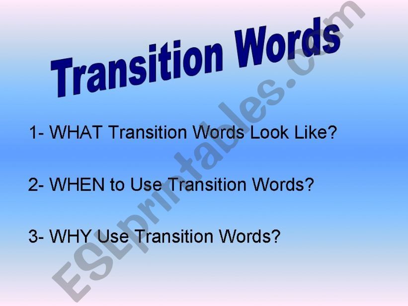 Transition Words powerpoint