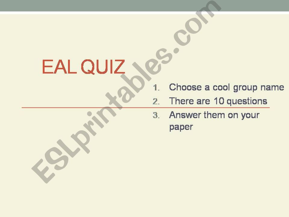 eal quiz powerpoint