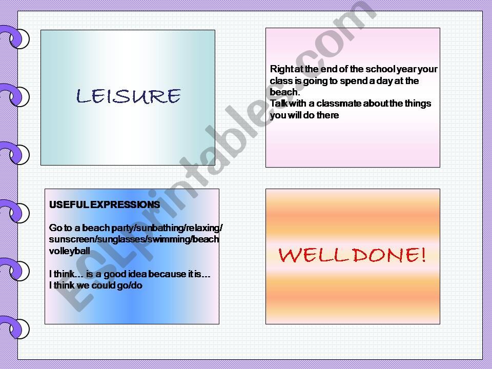 Leisure - three speaking activities