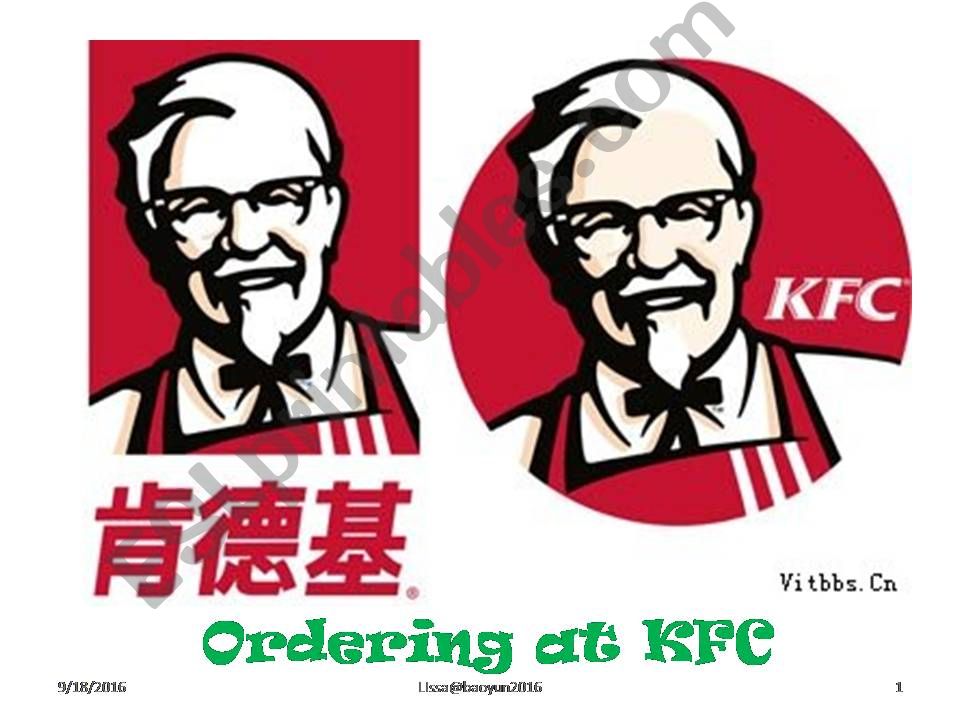 Ordering At KFC/ CHina powerpoint