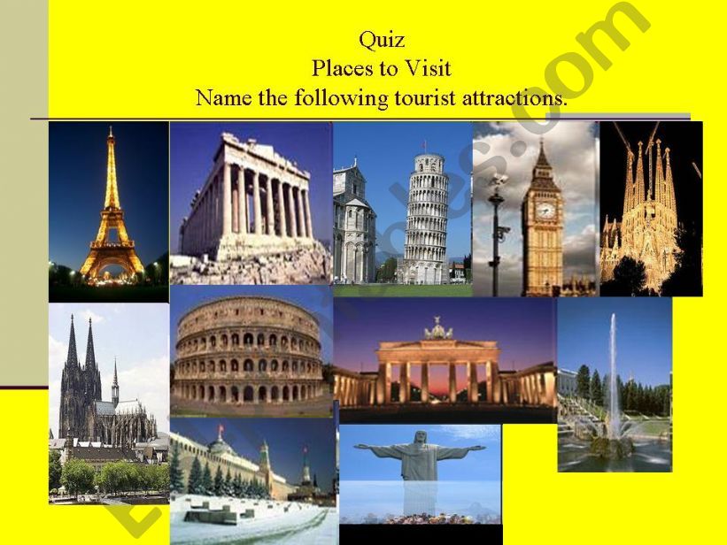 Tourist attractions powerpoint