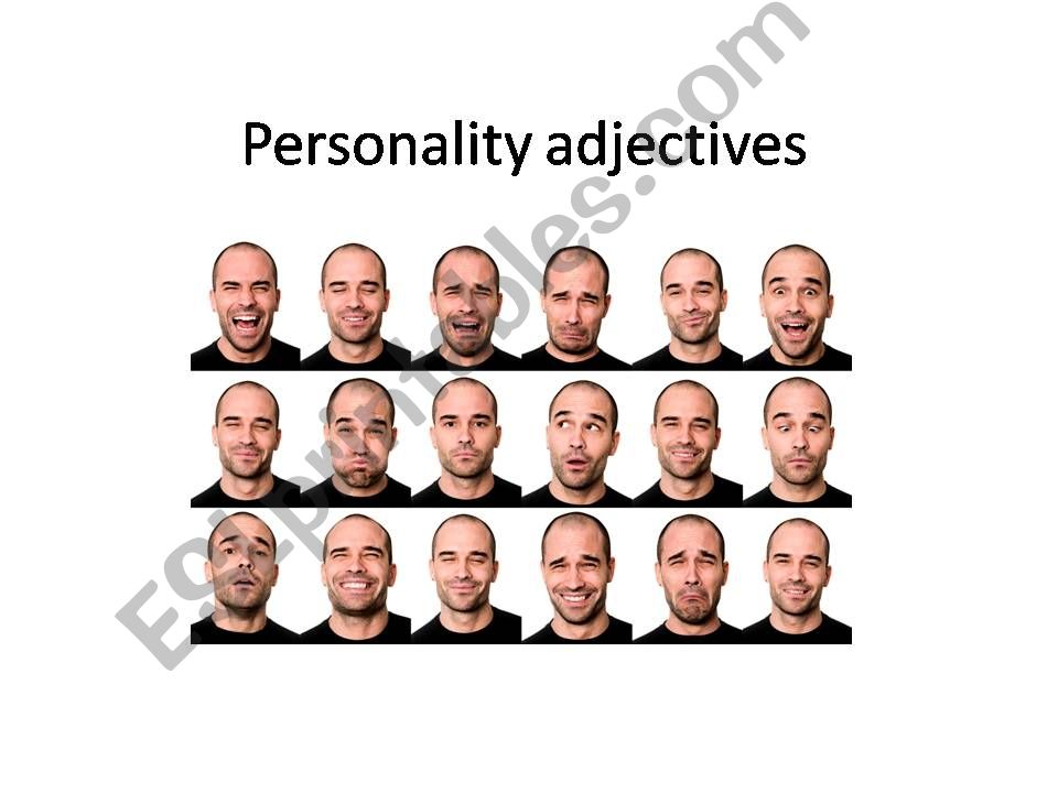 Personality adjectives  powerpoint