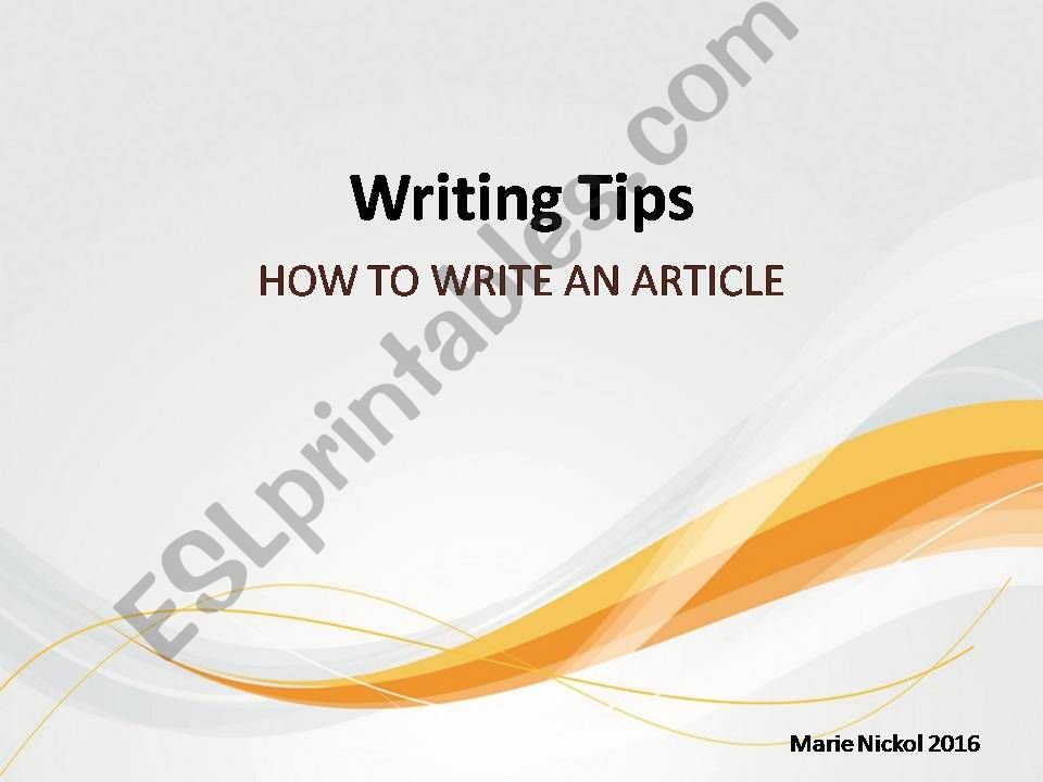 How to Write an Article powerpoint
