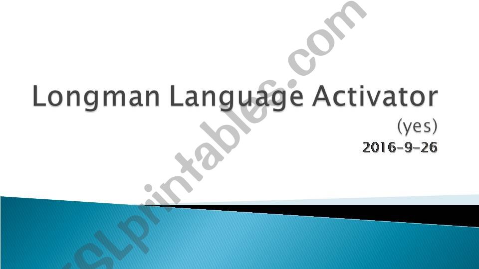 Longman Language Activator--Yes