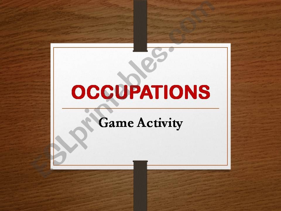 Game Activity - Occupations powerpoint