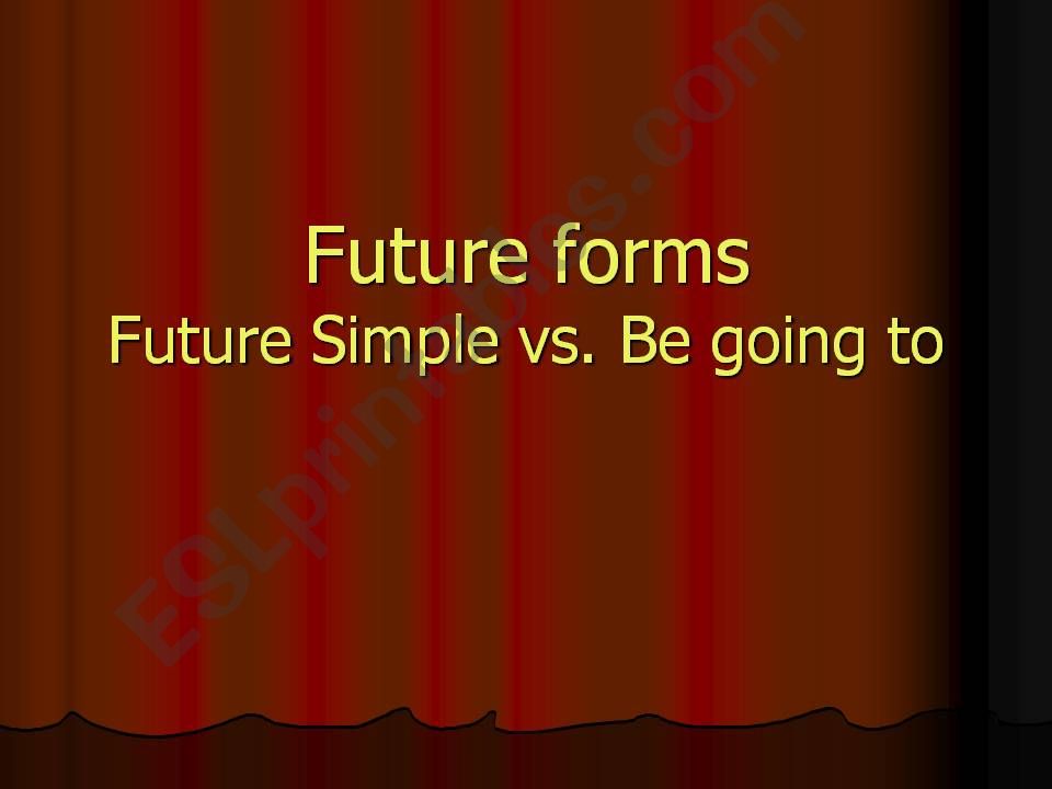 Future Simple vs Be going to powerpoint