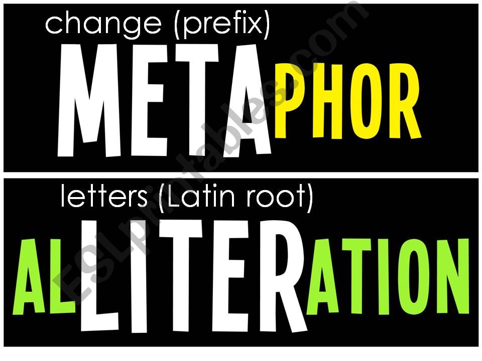 Idioms, Metaphors, Similes, Onomatopeia, Personification