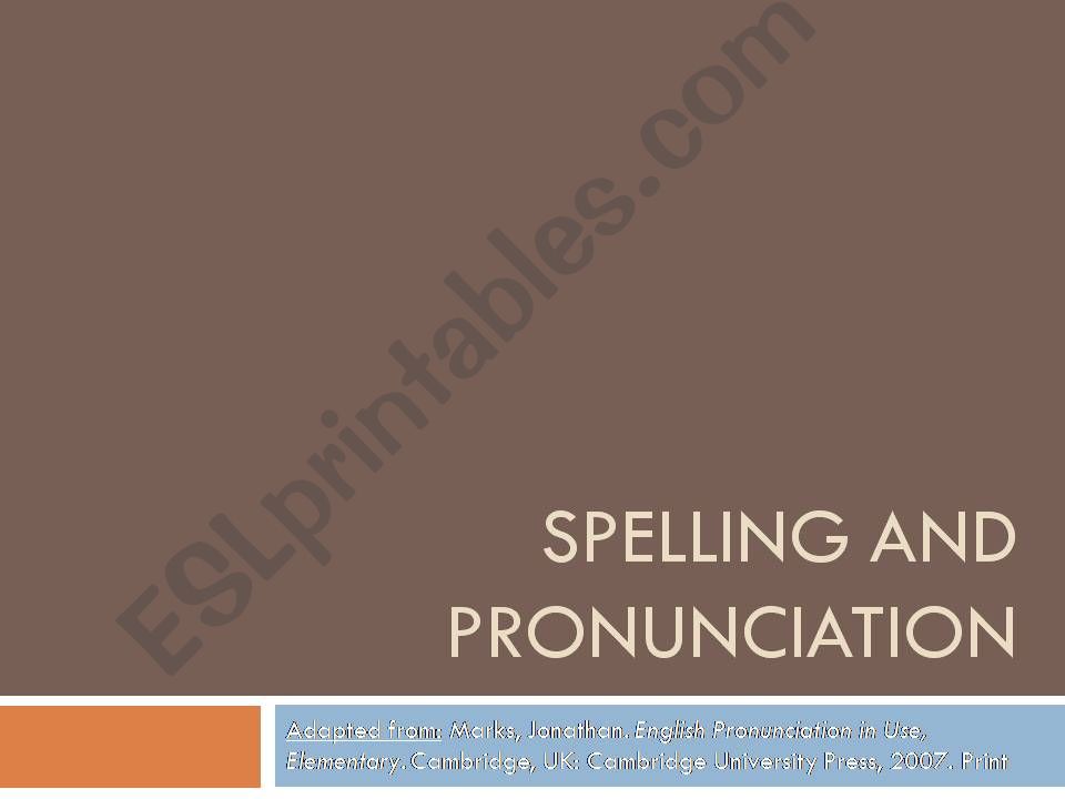 Spelling and Pronunciation powerpoint