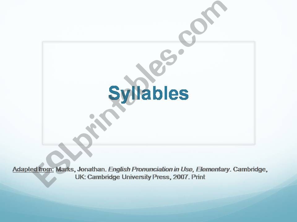 Syllables powerpoint