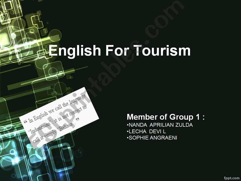 English For Tourism : Tarusan District