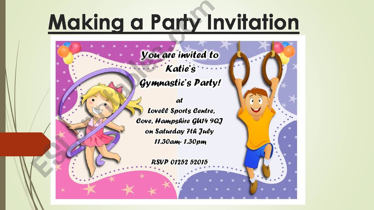 Making a party invite powerpoint