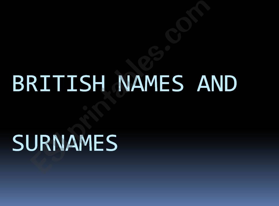 British names powerpoint