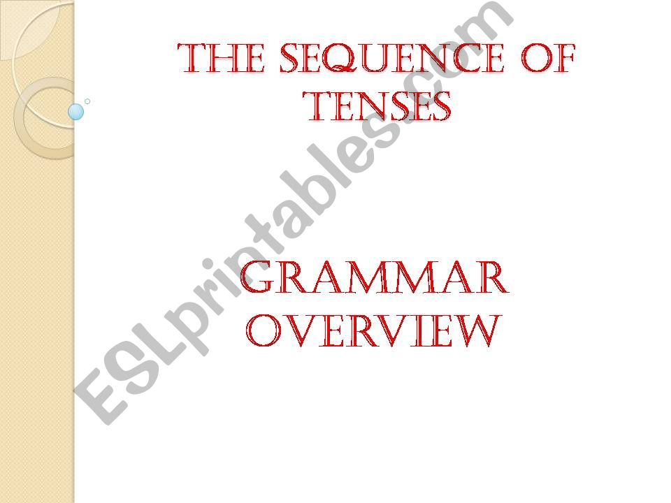 Sequence of Tenses powerpoint