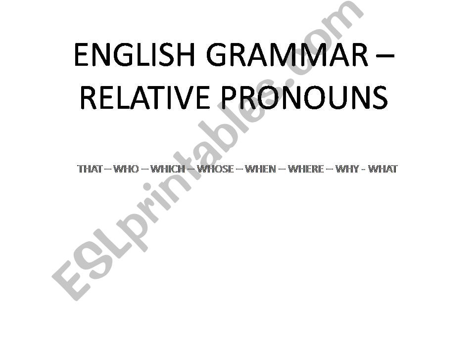 RELATIVE PRONOUNS powerpoint