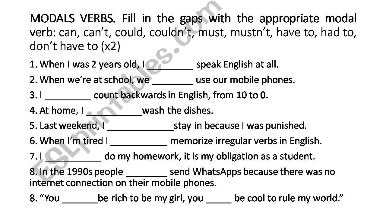 Modal verbs can,have to, must powerpoint