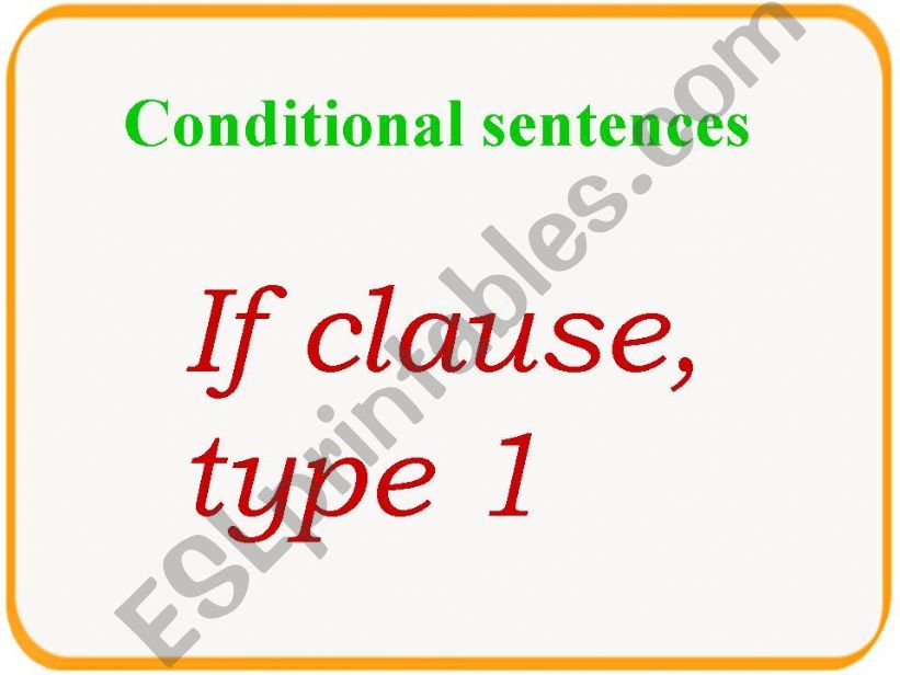 If clause type 1 powerpoint