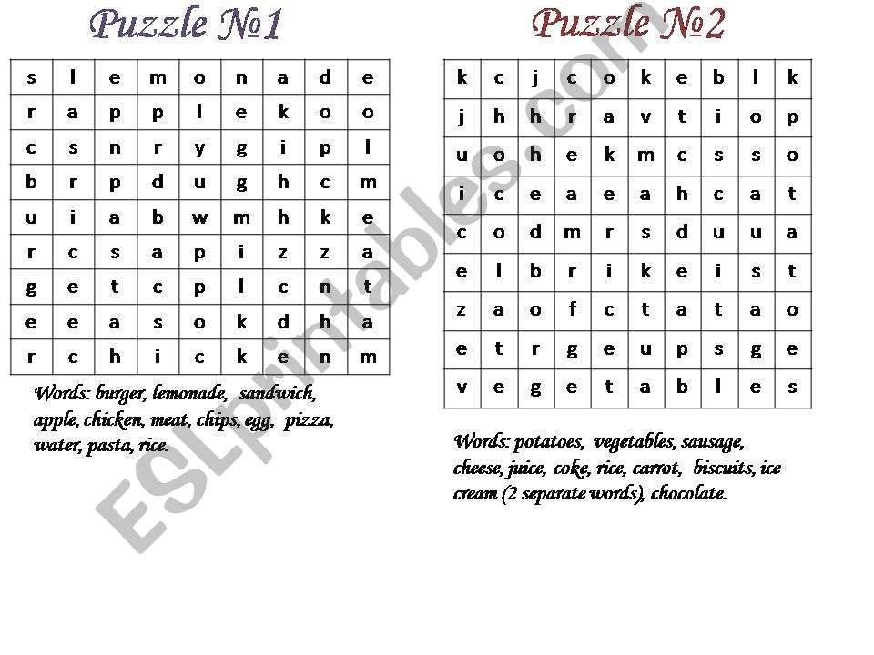 Puzzles (food) with answers powerpoint