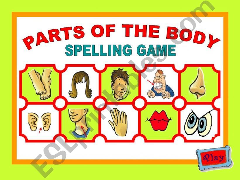 PARTS OF THE BODY - SPELLING GAME