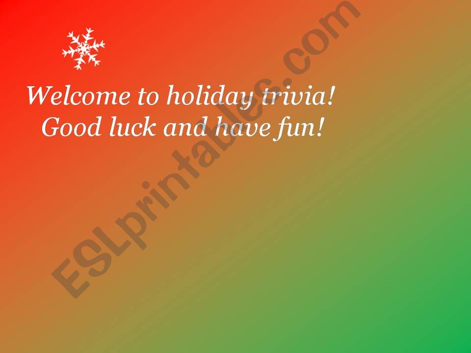 Holiday Trivia part 1, Rebus powerpoint
