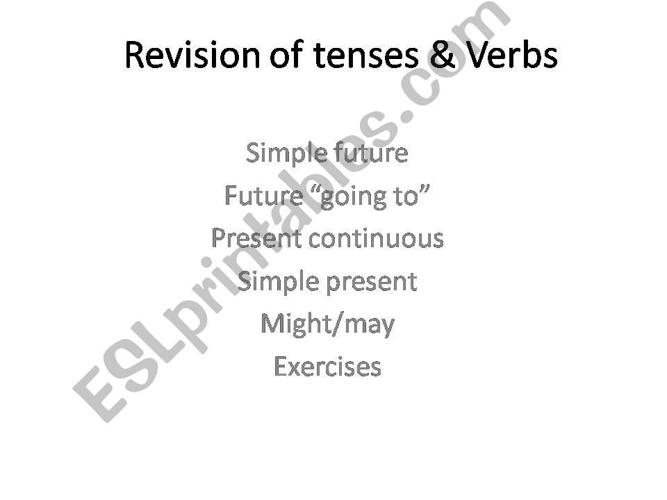Revision of tenses.future powerpoint