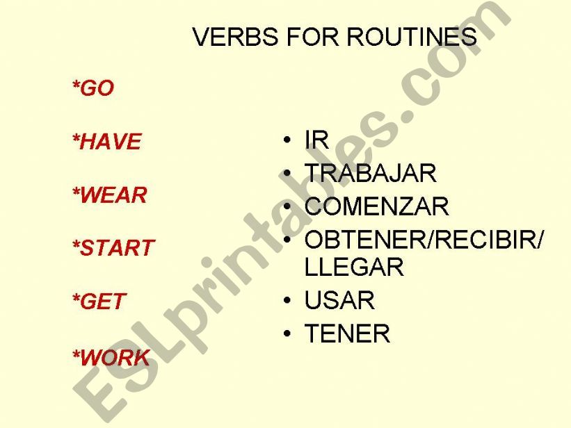 present simple verbs for routines