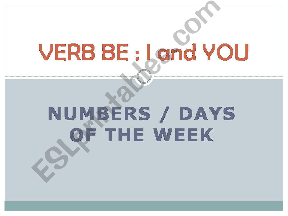 VERB BE : I and YOU powerpoint