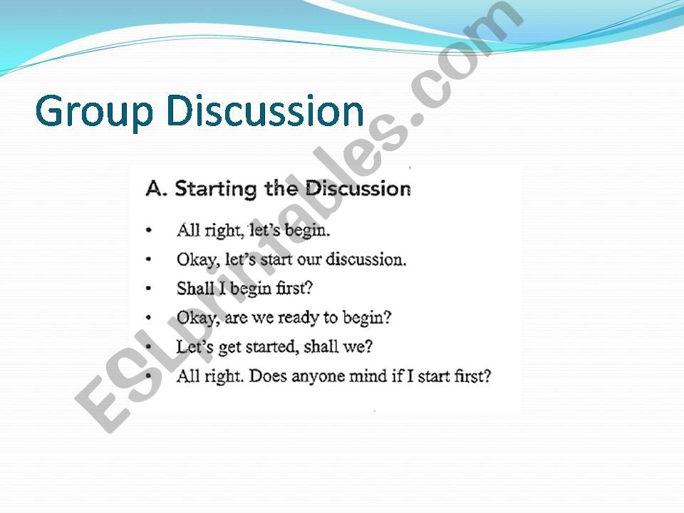 Speaking - useful phrases for group discussion