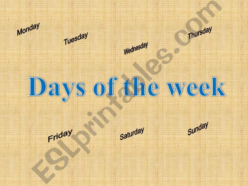 Day of the week and months of the year